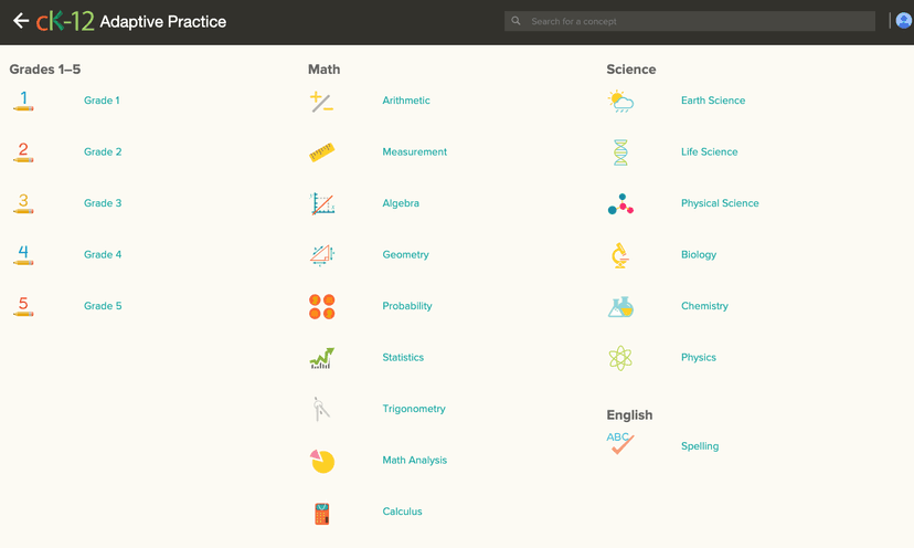 CK-12 Adaptive Practice screenshot 1
