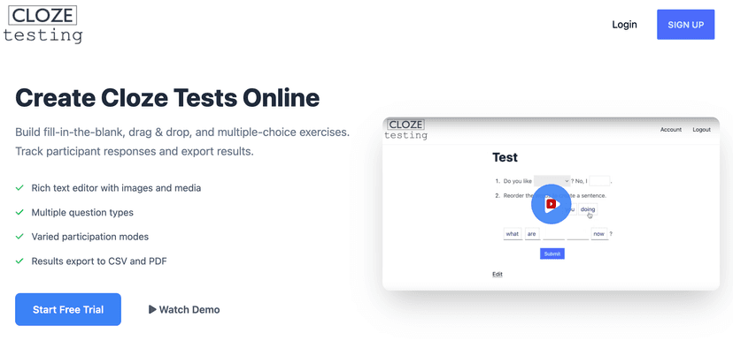 Clozetesting screenshot 1
