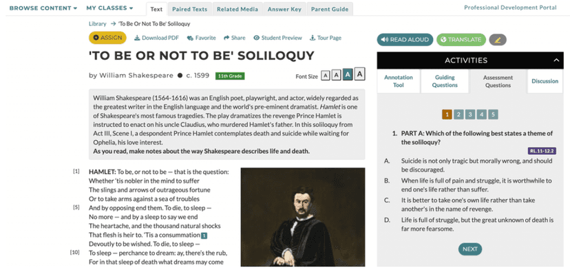 CommonLit's Assessments screenshot 4