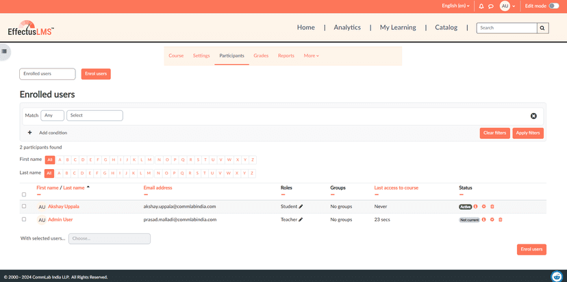 EffectusLMS screenshot 2