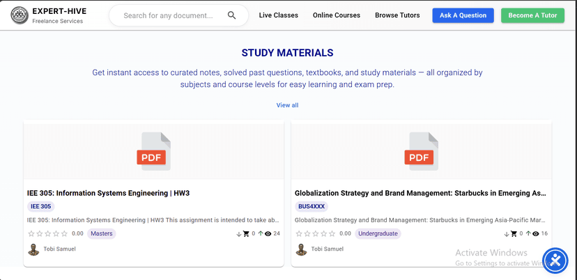Expert Hive Tutor Learning Portal screenshot 2