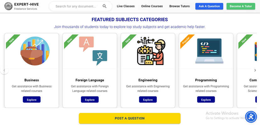Expert Hive Tutor Learning Portal screenshot 1