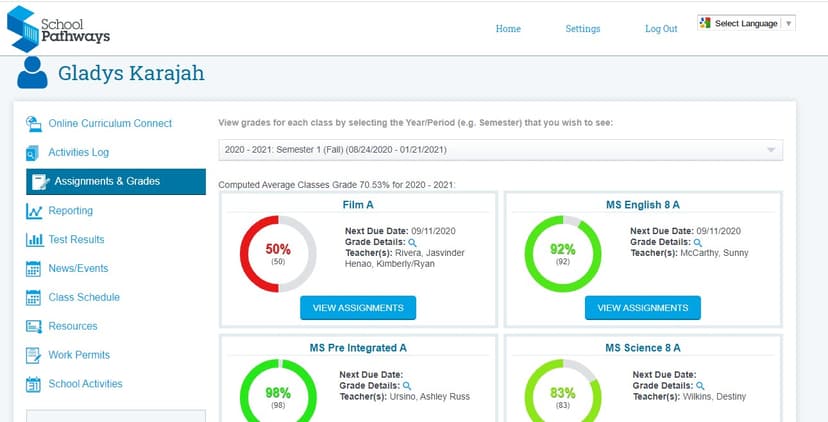 School Pathways SIS screenshot 2