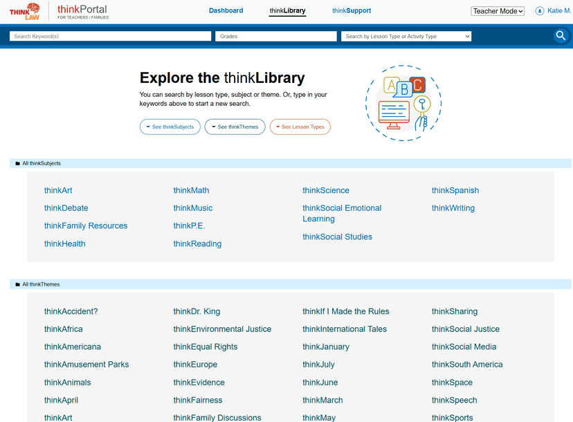 thinkLaw's Digital Curriculum Library screenshot 2